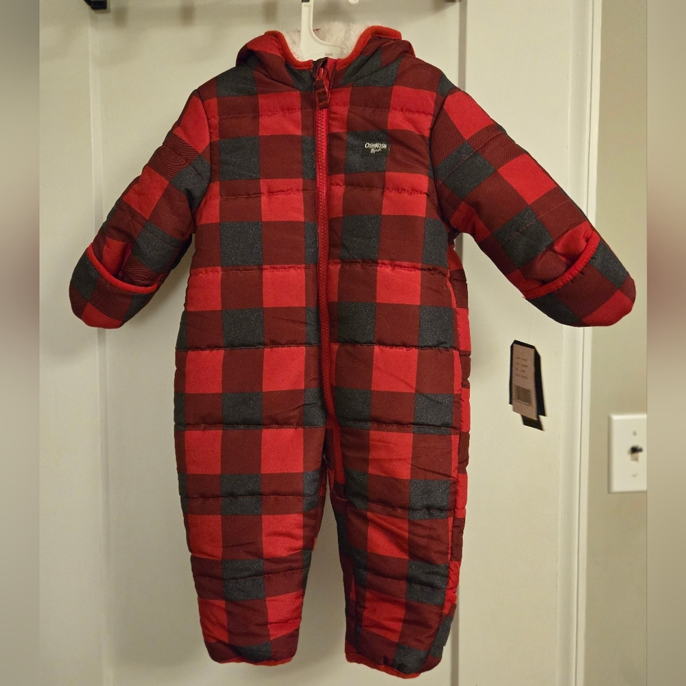 NWT OshKosh B'gosh Red and Black Checkered Snow Suit